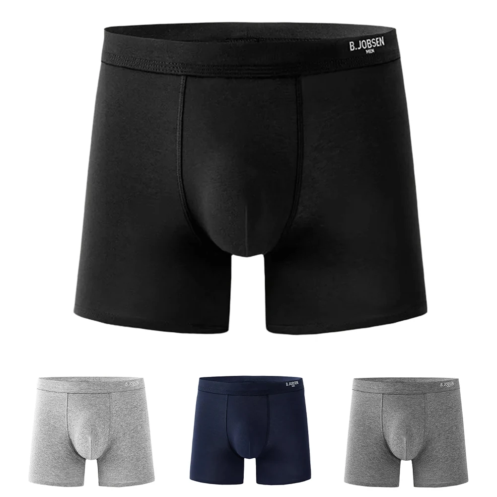 

Men Solid Cotton Long Leg Shorts Underwear Sporty Fitness Boxers Home Underpants