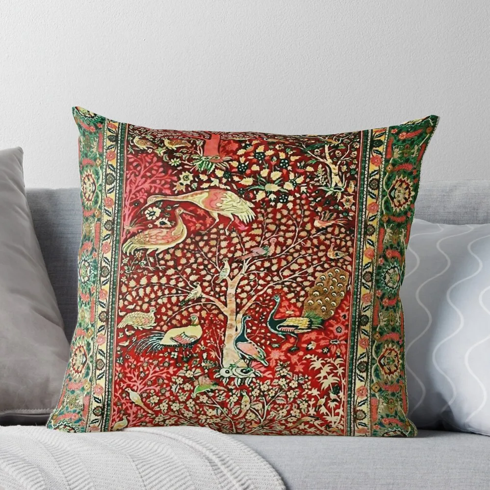 

Antique Persian Rug Bird Tree Flowers ca. 1600 Print Throw Pillow Sofa Cushions Pillowcase