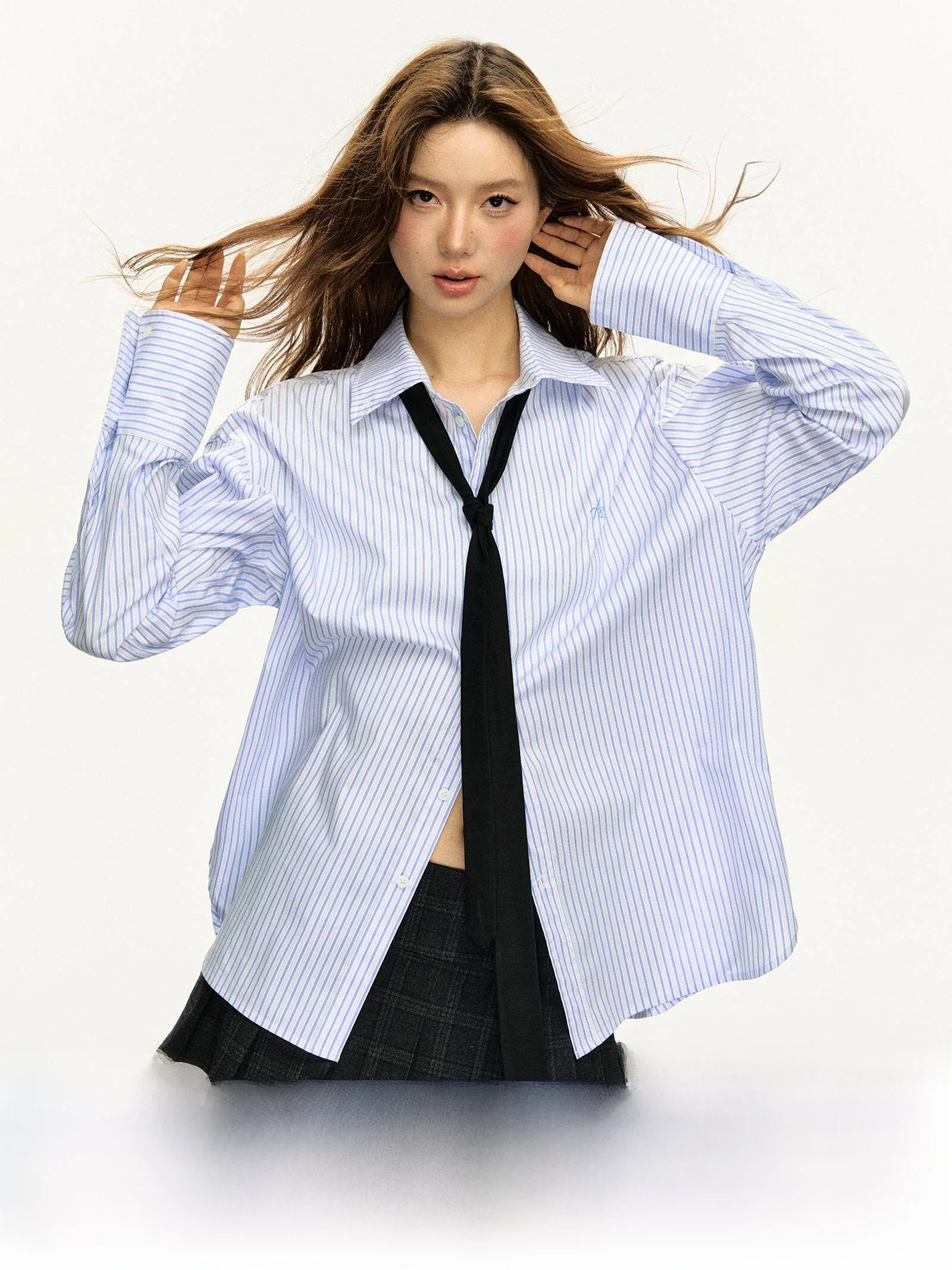 

Ariseism American Sle Loose Long Sleeve Slim Fit Women's Shirt Spring 2026 New Street Fashion Cotton Collar Top