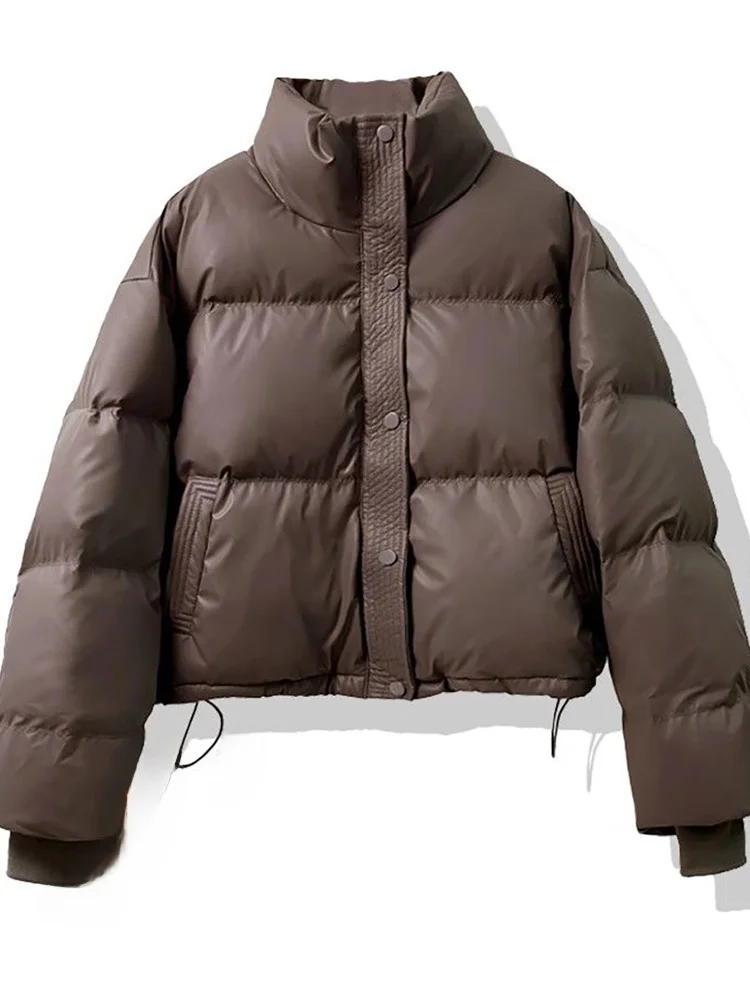 

Women's ort Puffer Jaet 2026 Winter New Sle Bread Coat Loose Warm Cotton Inner Straight Tube Korean Version Zipper Closure