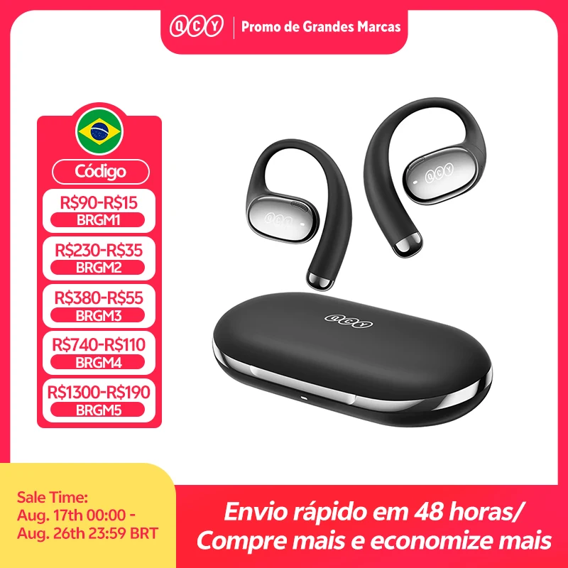 Qcy crossky r70 fones de ouvido sem fio de alta resolução com ldac ows fones de ouvido baixo impulso bluetooth 6.0 earhook esporte 52 horas
