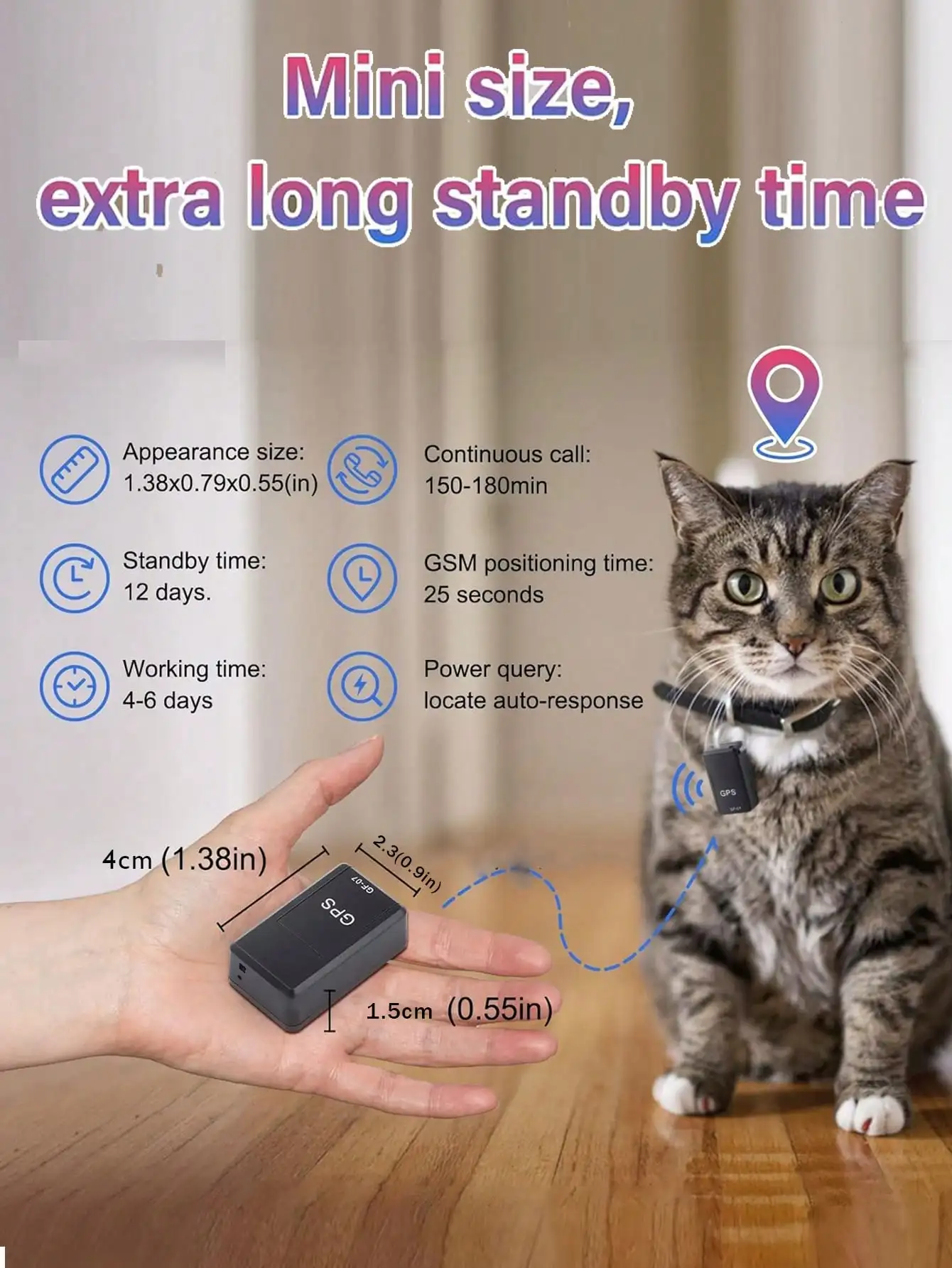 جهاز تعقب GPS مغناطيسي صغير GF-07، محدد موقع في الوقت الحقيقي للسيارة/الأطفال/الحيوانات الأليفة مع التطبيق والسحابة #5