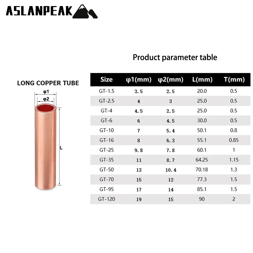 Terminal/lug Wire Electrical Copper Connecting Terminal lug Cable Pure Copper Cable Connecting pipe Intermediate connector
