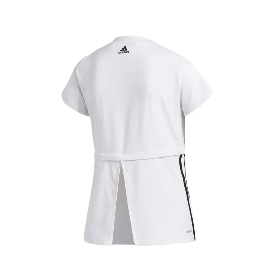 Adidas Women's Training Sports Comfortable Breathable Back Split Short Sleeve Top T-Shirt White