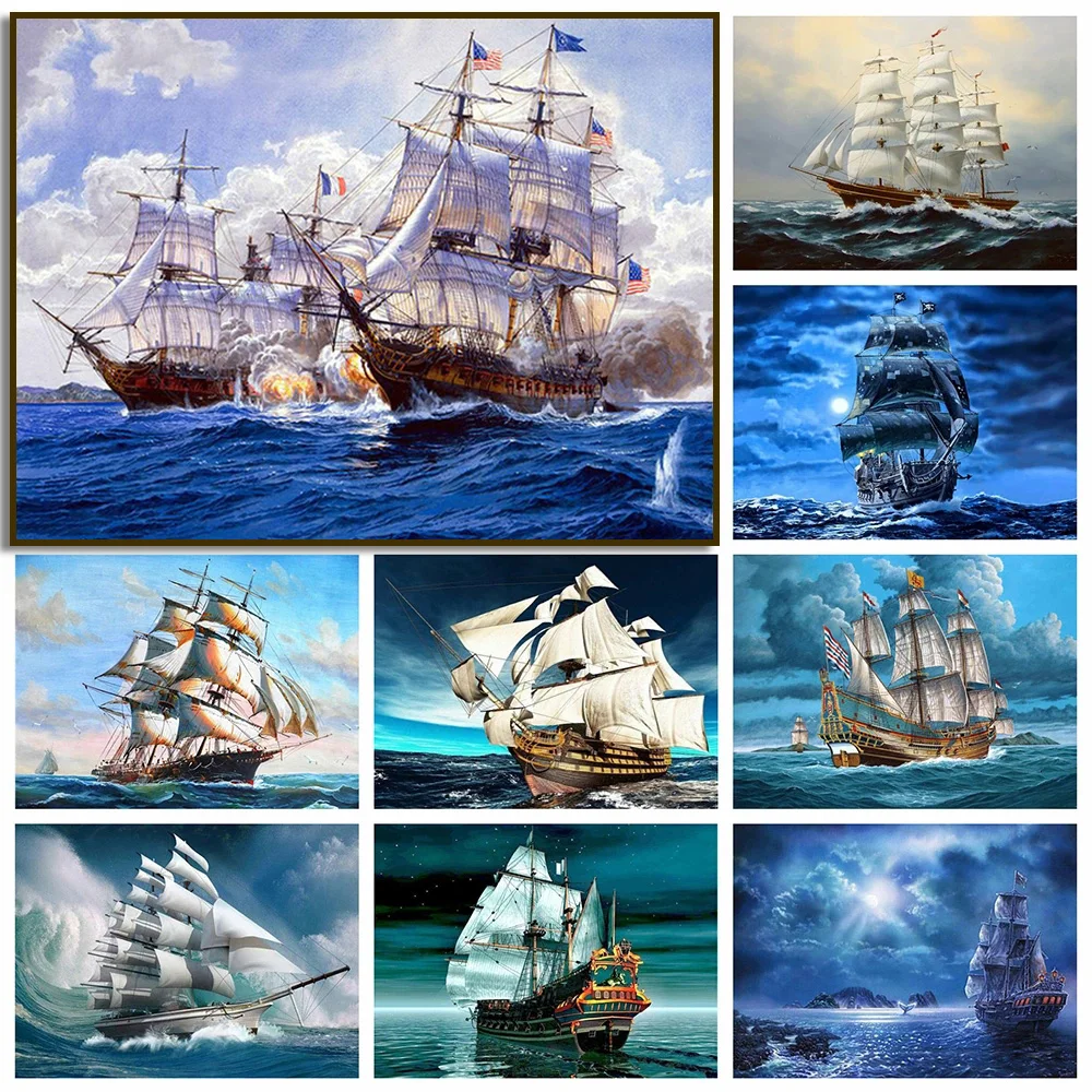 

Sailing Ship Seascape Decorative Painting Sailboat Print Art Canvas Poster For Living Room Decor Home Wall Picture