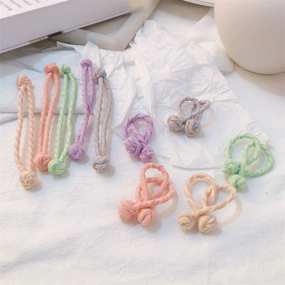 Fashion Large Chinese Knot Hair Rope For Girls Candy Color Printing Hair Ties Cute High Elastic Rubber Band Horsetail Headdress