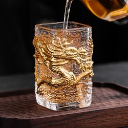 100ml Glass Cup Golden Xianglong Cup Heat-resistant Glass Master Cup Single Cup Creative Tea Cup High-end Tea Lamp