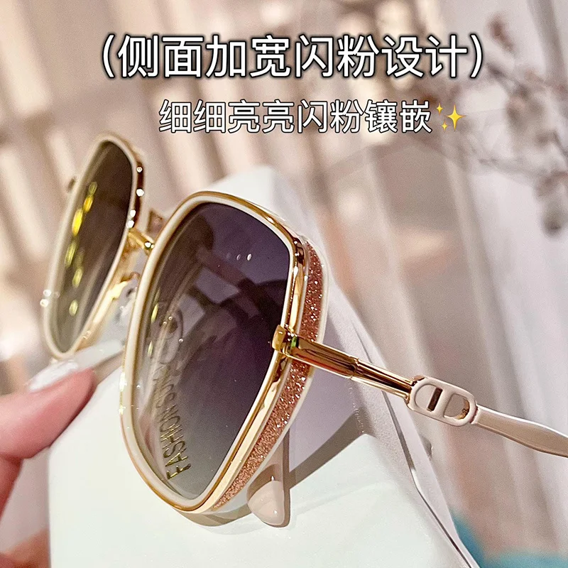 insPopular Good-looking Western Style Anti-Glare Professional Sun-Resistant Sunglasses Women's Online Red Big Face Small Sun Gla