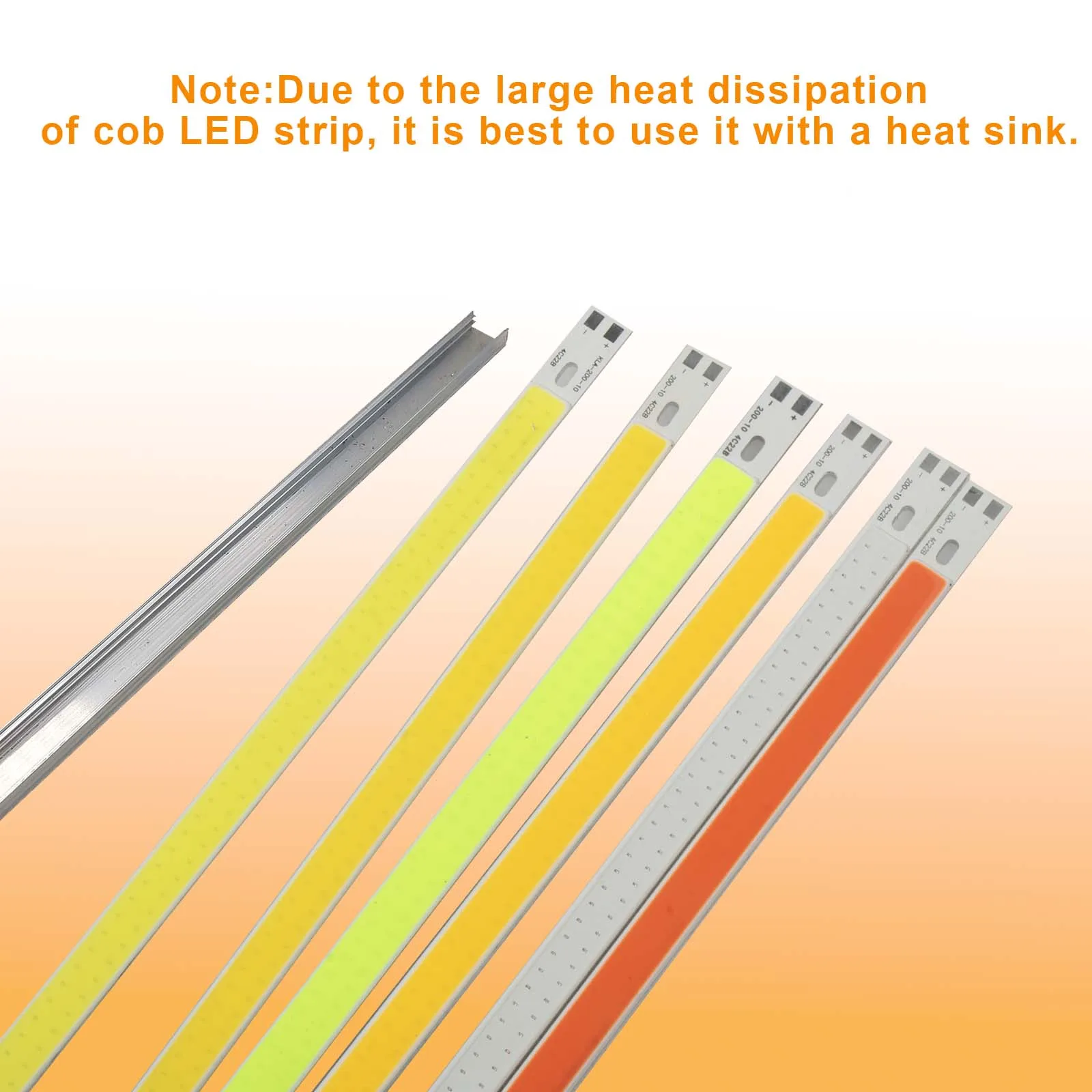 200X10Mm Cob Led Lichtstrip Lamp 12V Wit Rood Groen Blauw Roze