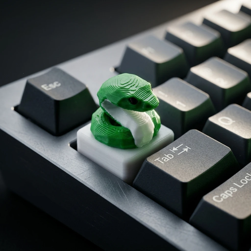 Handsome Green Snake Key cap, creative mechanical keyboard decoration animal modeling key cap cover compatible with  shaft body