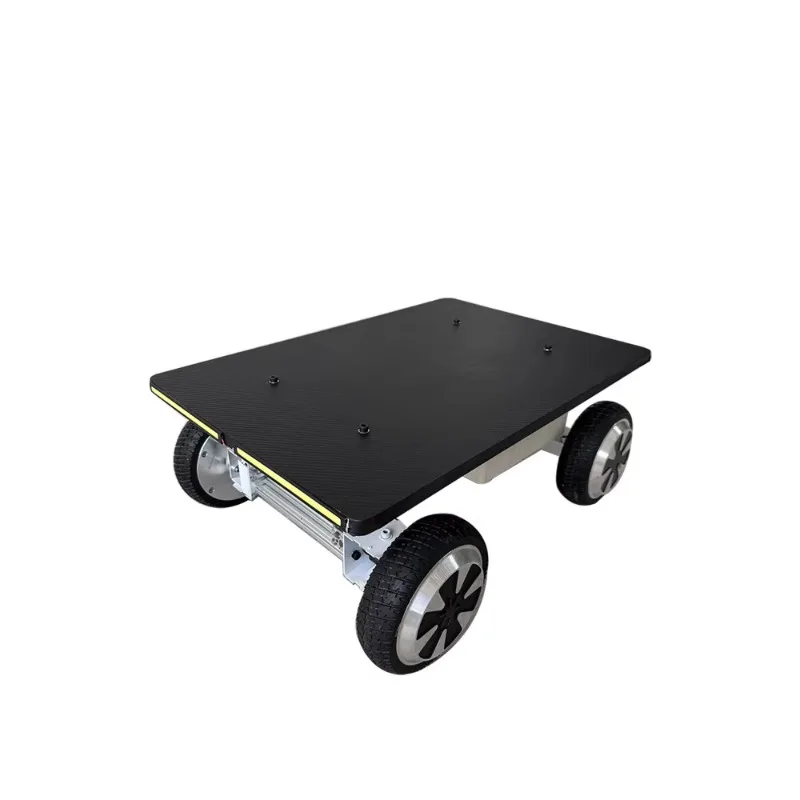 

Flat electric remote control chassis wheeled large load independent steering 4 wheel drive metal platform vehicle