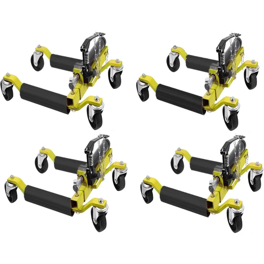 

Car Wheel Dolly Jack Set of 4 with 6000LBS Capacity Hydraulic Mechanism Foot Pedal Operation Swivel Casters for Easy Mobility I