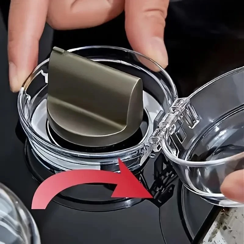 2/4pcs 스토브 손잡이 커버 어린이 보호 스위치 커버 검정색 투명 색상 어린이와 애완동물이 스토브를 켤 수 있도록 방지합니다. 유니버설 사이즈