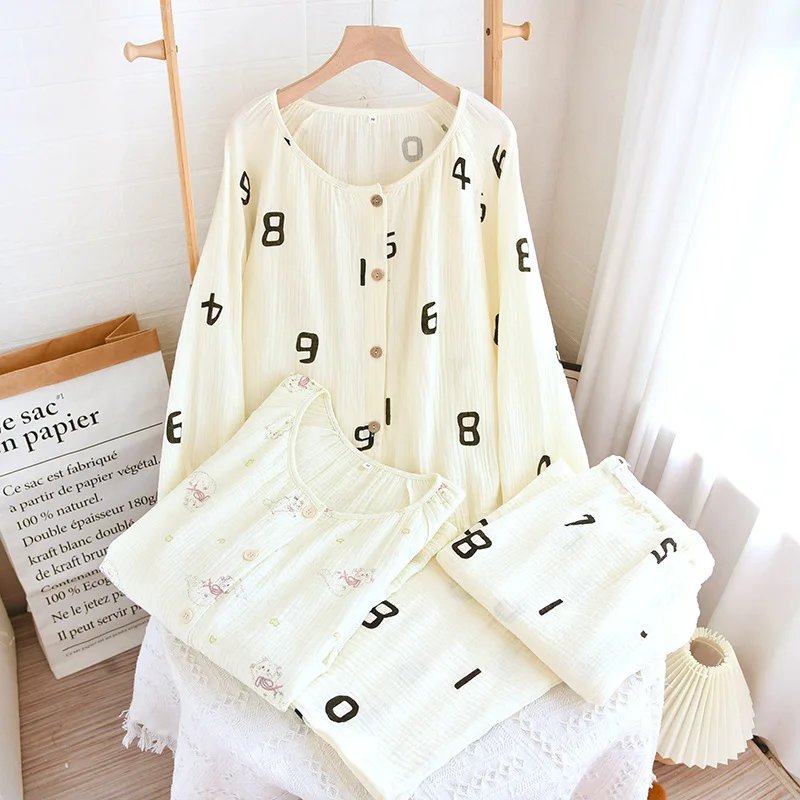 Feeding Nightie Suit For Pregnant Women Breastfeeding Clothing Spring Autumn Pure Cotton Maternity Nightwear Sleepwear