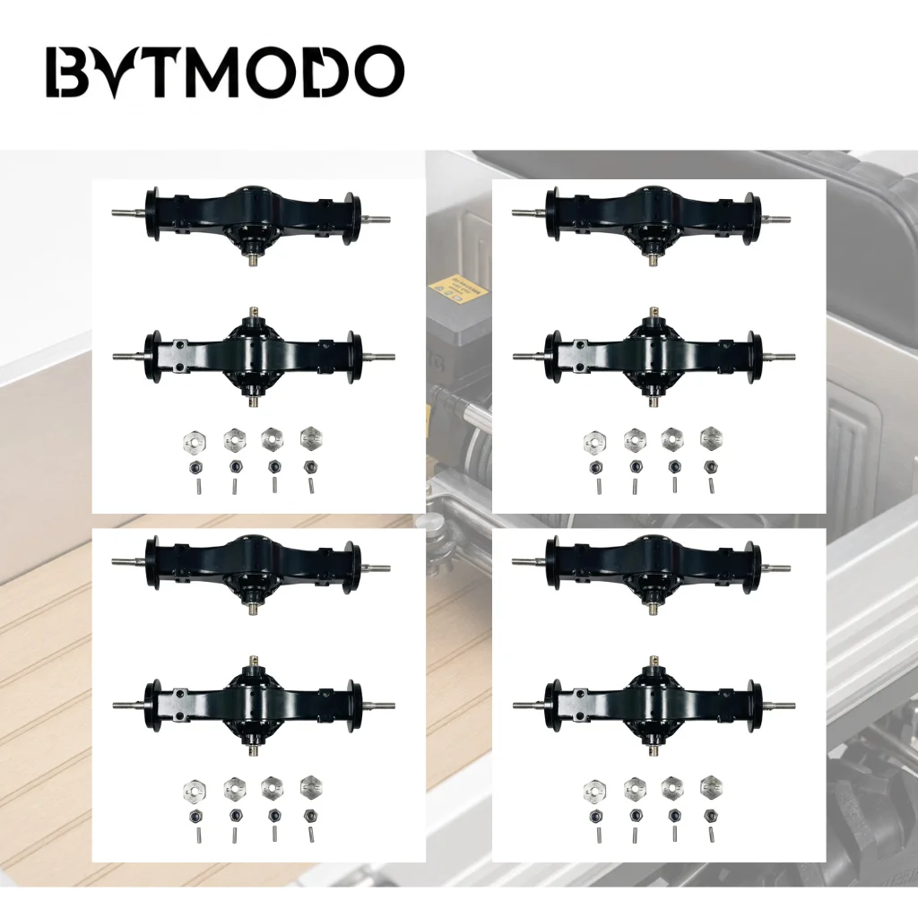 Black Metal TM Style Rear Axle and Through Axle Kit for 1/14 Tamiya RC Tractor Trailer Dump Truck DIY Modification Parts
