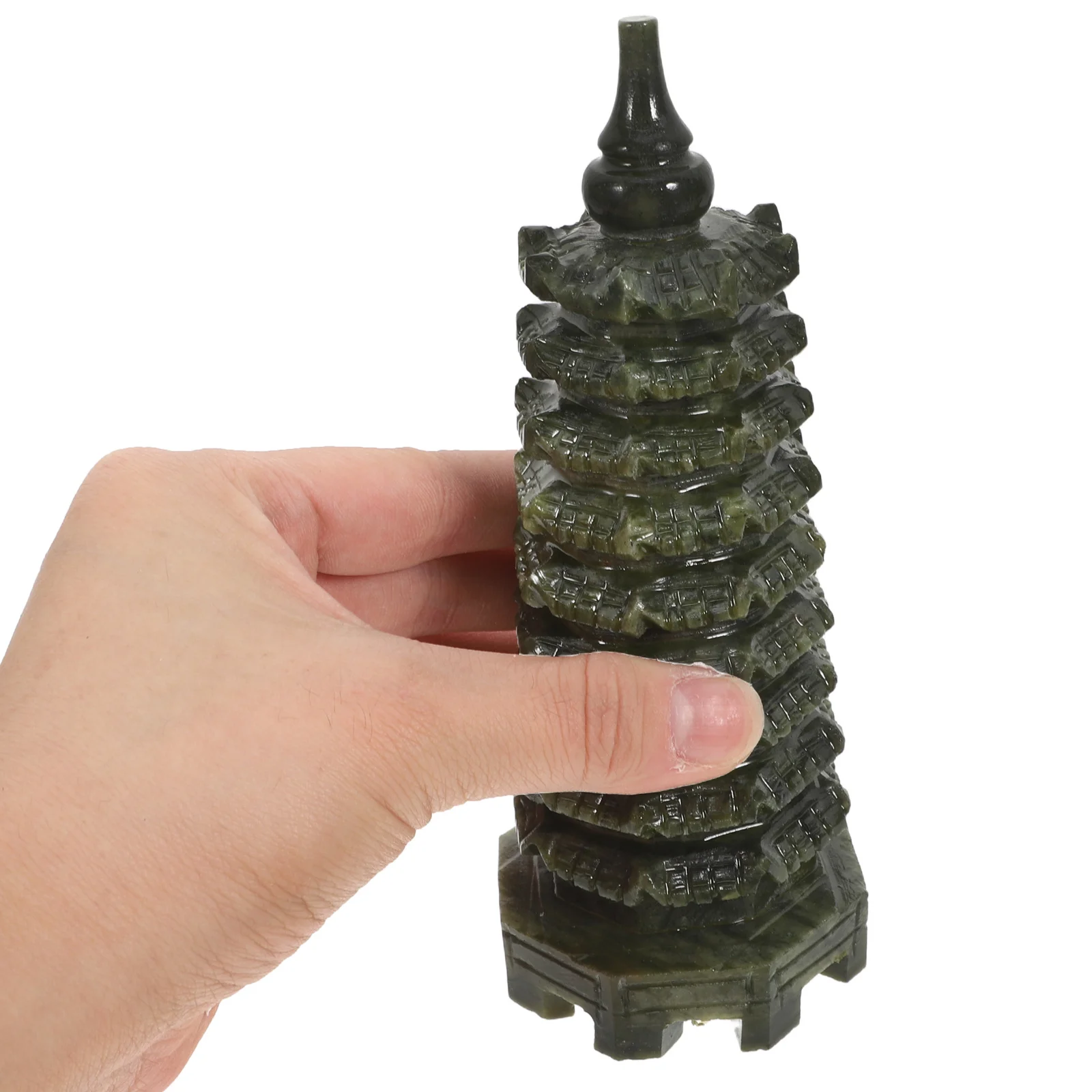 16 سنتيمتر Wenchang معبد اليد منحوتة اليشم فنغ شوي برج للمنزل مكتب ديكور إيجابي الطاقة تعزيز البوذية معبد الفن