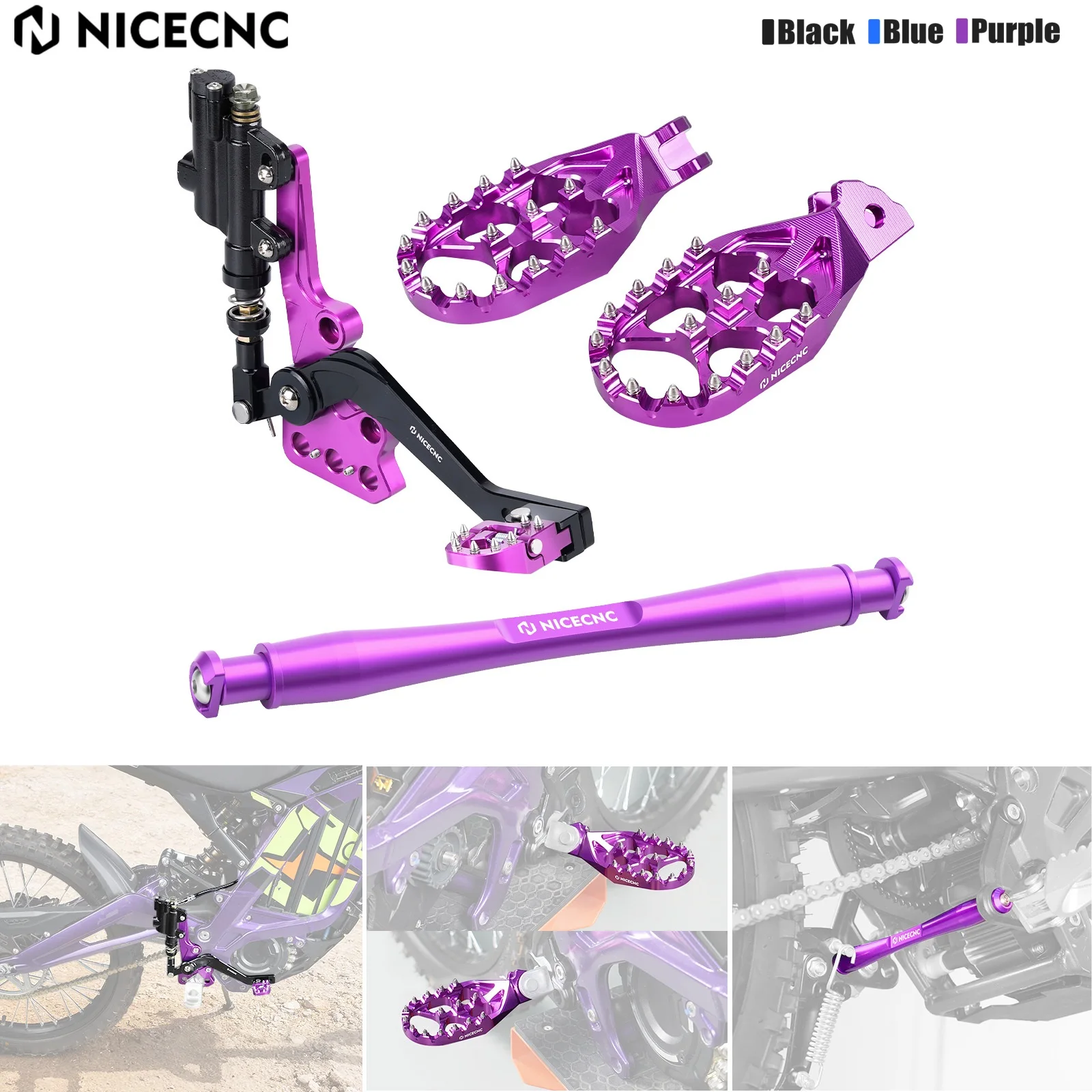 NICECNC For Surron Light Bee X Hydraulic Rear Foot Brake Footrest Foot Pegs Support Brace Assembly For Sur-Ron Light Bee S