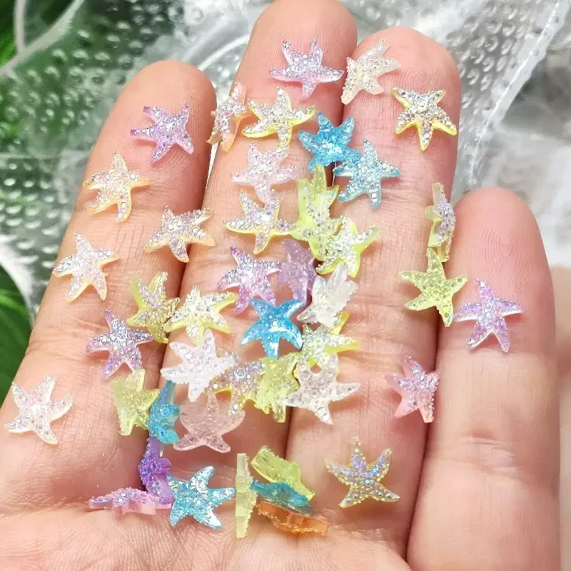 100 Stück neue Mini-Seestern mit flacher Rückseite, Kunstharz, Scrapbooking, DIY, Schmuck, Handwerk, Dekoration, Zubehör, A41