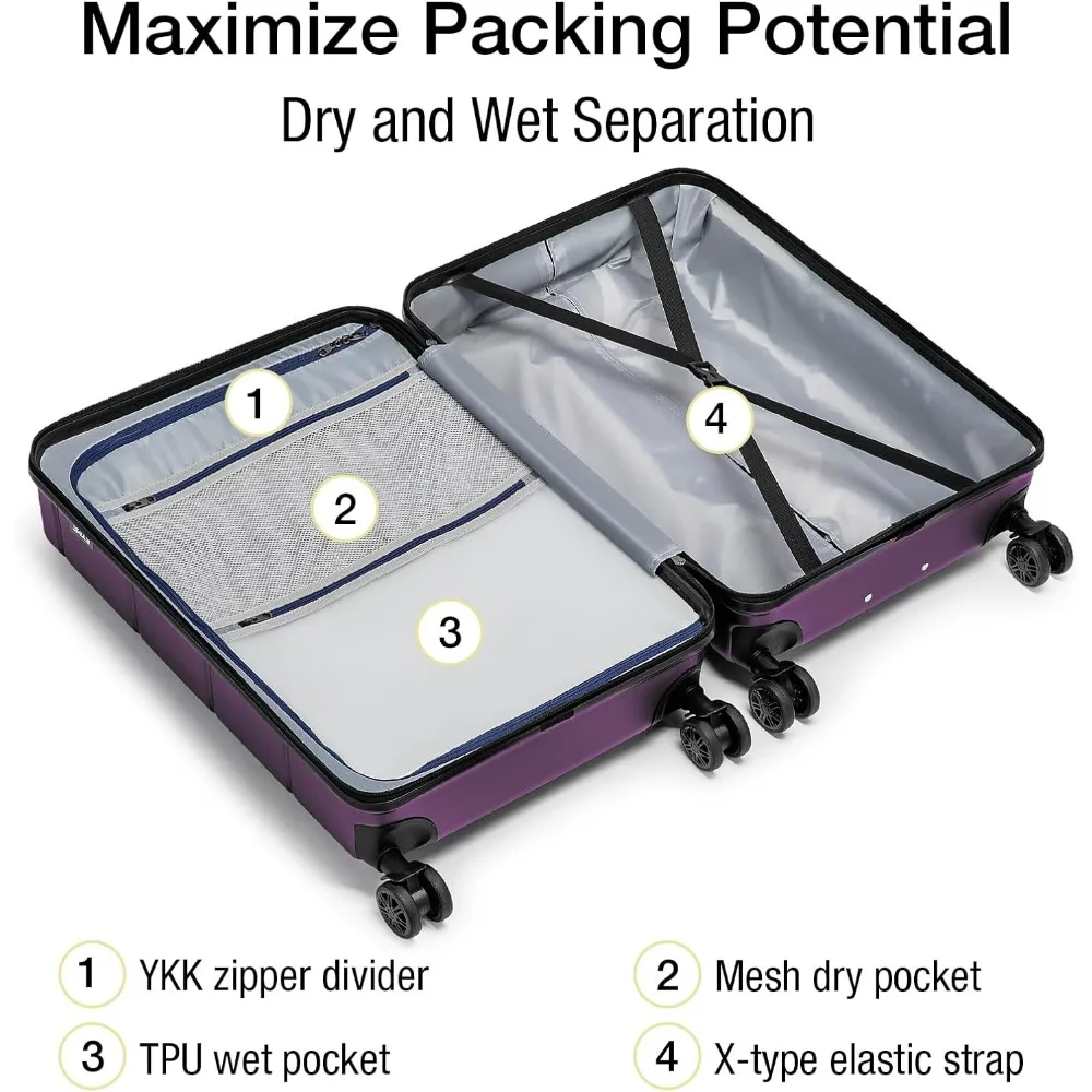 Expandable Hardshell Carry-On Luggage Approved for Airlines with TSA Lock, 22x14x9, Wheeled Suitcase for Small Travel