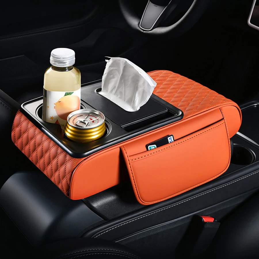 

Car Center Console Armrest Cushion With 2 Cup Holder Armrest Heightening Pad Auto Amrest Pillow Cover Pad for All Seasons