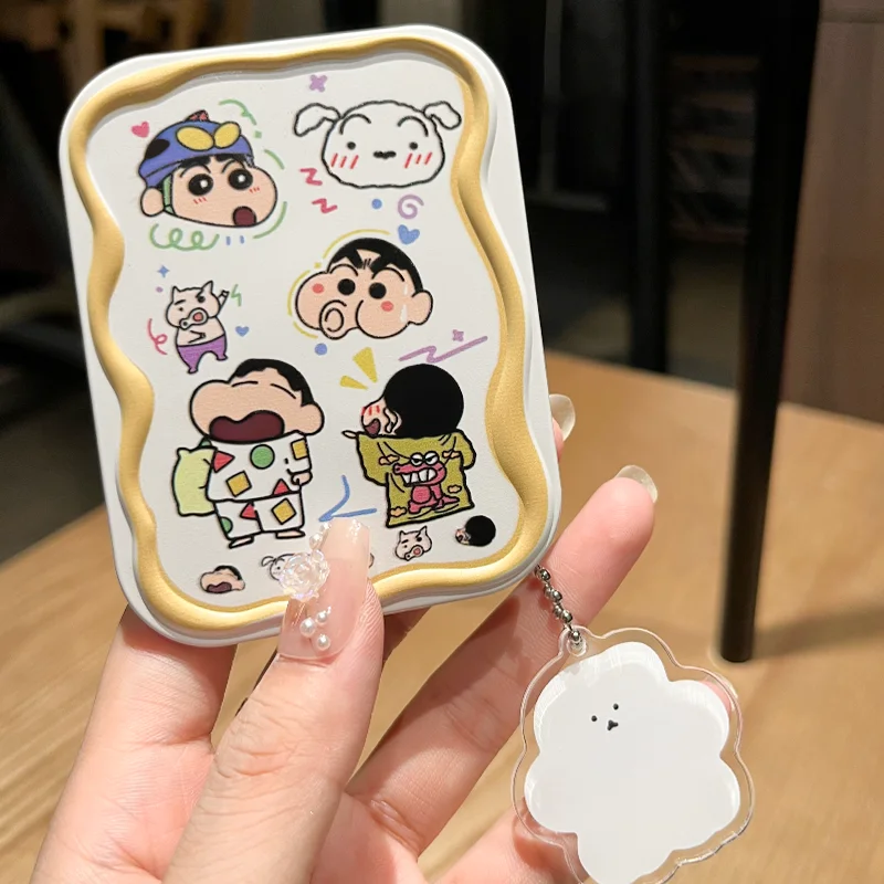 Kawaii Crayon Shin-Chan Portable Folding Small Mirror Set Cosmetic Mirror for Class Pocket Mirror and Comb All-In-One Girls Gift