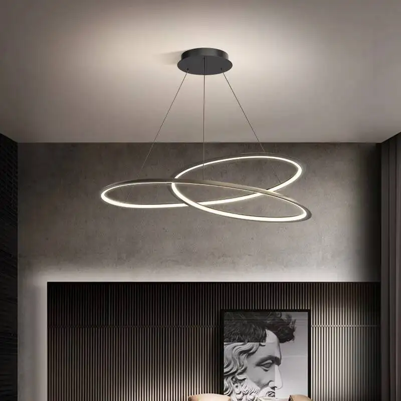 Creative Led Special-shaped Chandelier Modern Minimalist Home Interior Decoration Lighting Lamps Aluminum Circle Line Chandelier
