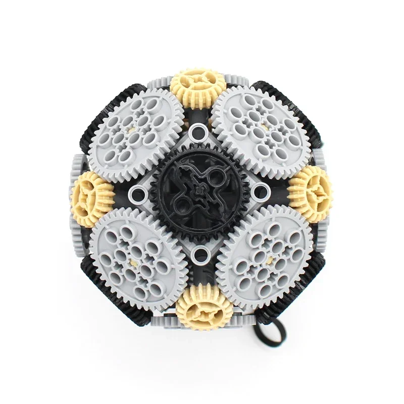 Elektrisch mechanisch eenheidsmodel MOC-bouwsteen Technische stenen Assemblage Autobiografische tandwiel Aardebal met voedingsfunctie