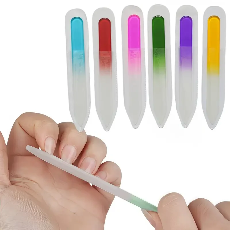 6pcs Double-sided Glass Nail File Set Professional Grinding Repair Tool Free Small Storage Bag Polishing Plastic Nails&Toenail