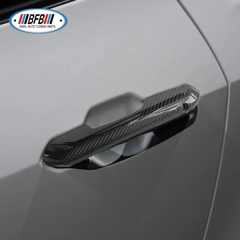 Real Carbon fiber Car Side Door Handle Cover Trim For Ford Mustang 2024