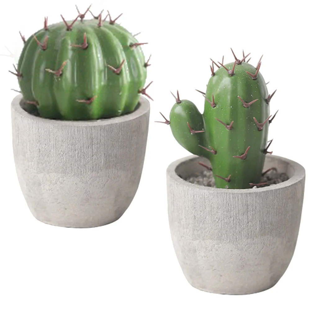 

2Pcs Mini Cartoon Faux Cactus Bonsai Simulation Potted Plant Desktop Living Room Decor Cactus Decor Mini Bonsai Ornament
