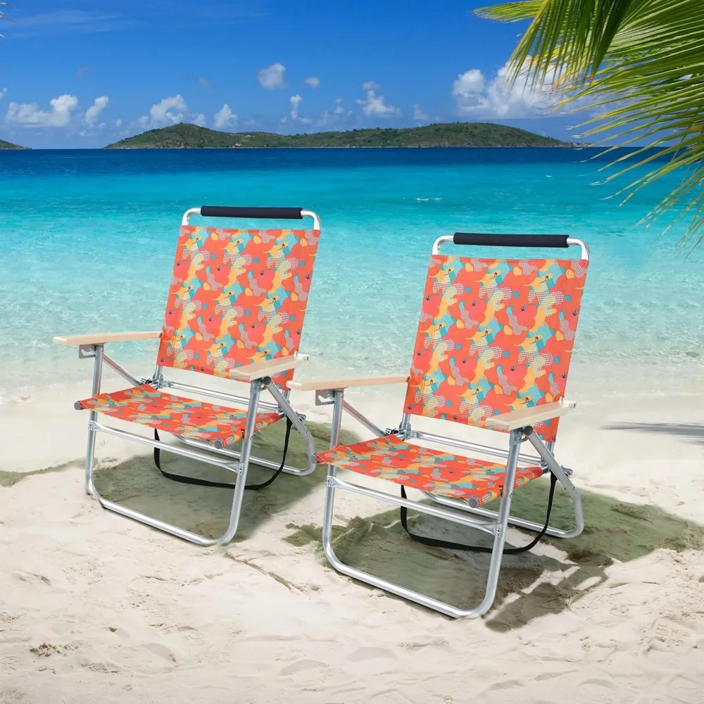 

LET'S CAMP High Back Lawn Beach Chair with Insulated Cooler Bag Shoulder Strap, 3-Position Adjustable Folding Chairs for Outdoor
