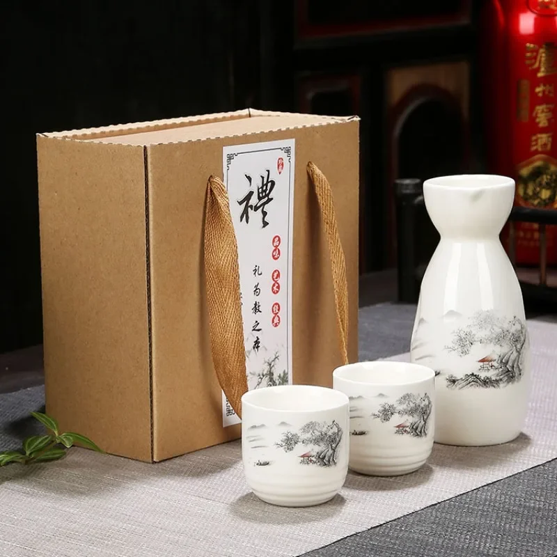 3pcs/set Japan Porcelain Vintage Ceramic Pot Flagon Liquor Spirits Cups Kitchen Dining Bar Drinkware Japanese Sake Wine Sets