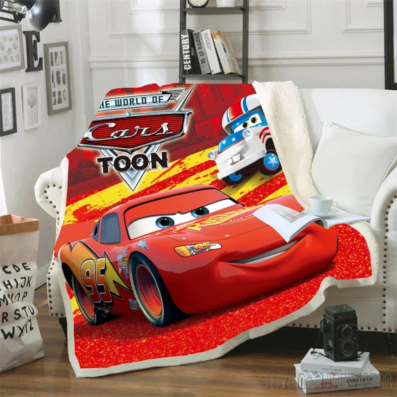 Lightning McQueen 95 kartun 3d mobil selimut lempar untuk tempat tidur Sofa dekorasi bulu selimut tidur siang anak laki-laki anak perempuan hadiah anak-anak