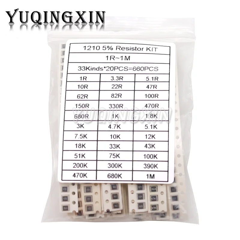 0402 0603 0805 1206 1210 2512 rezystor SMD wybrane elementy 10K 100K 1K 1R 100R 220R 1% 5% zestaw próbek