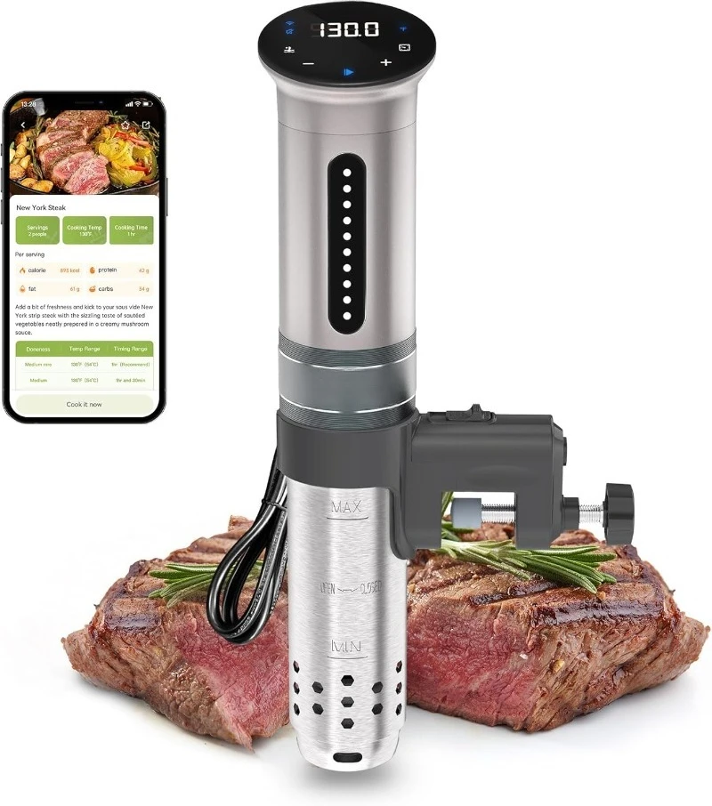 

Wifi Sous Vide Cooker: Ultra-quiet Sous Vide Machine Immersion Circulator APP Control 1100W, IPX7 Waterproof Sous-vi