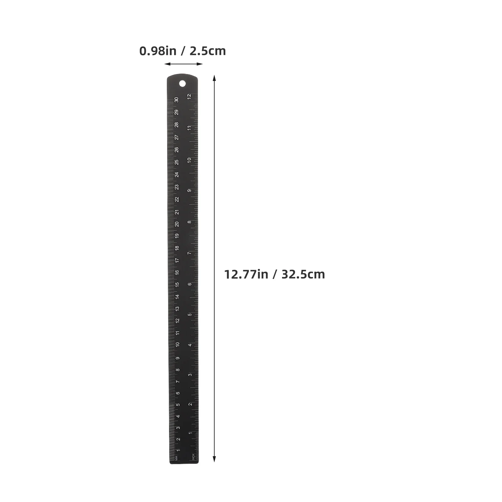 2Pcs Aluminum Alloy Straight Ruler Black Metal Flat Edge Multi-Function Measuring Tool for Engineering Drafting Architecture