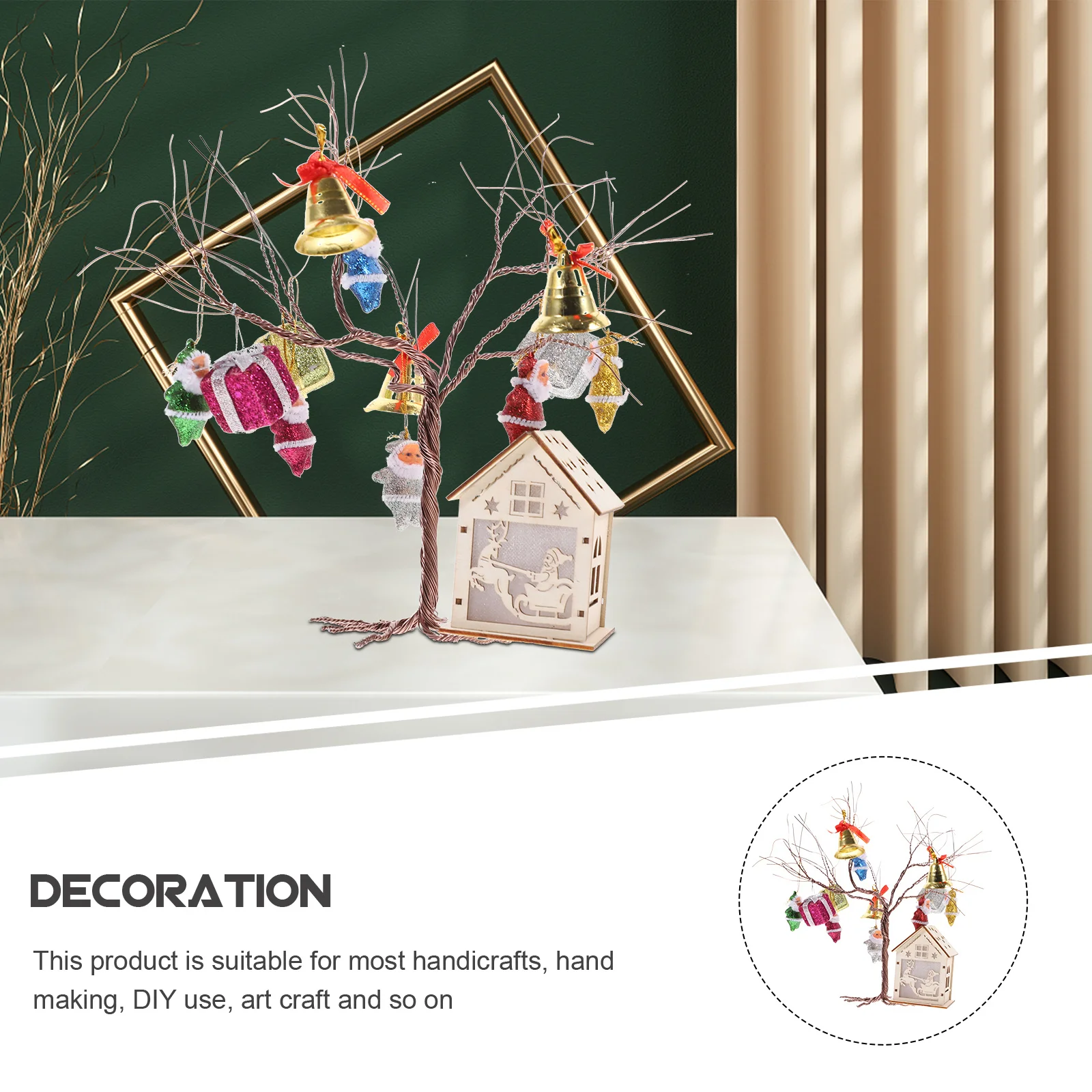 

1Set DIY Bell Ornament Iron Wire Craft Kit Xmas Iron Wire Tree Decorations Xmas Party DIY Supplies Mini Christmas Tree Ornaments