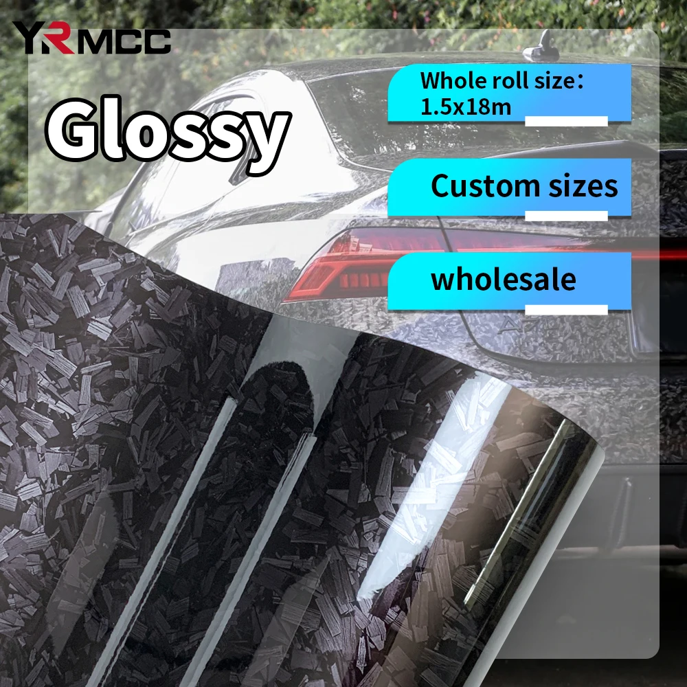 

Car Adhesive Vinyl Wrap 1mx3m Forged Carbon Fiber Auto Hood Roof Trunk PET Wrap Shiny Black Wrap Waterproof Car Film Covering
