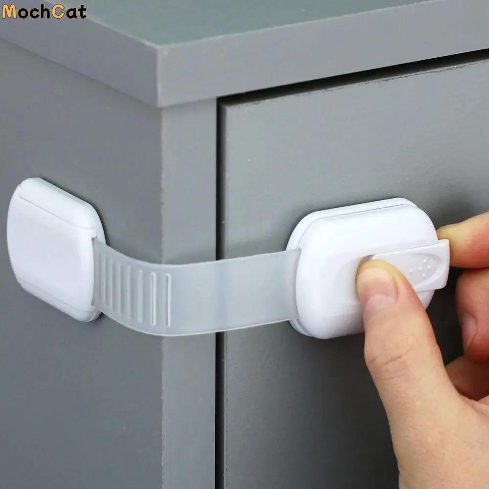 

6Pcs Adjustable Baby Safety Locks Anti-Theft Protection Punch-free Sticky Pads Security Lock No Screws Double Buckle