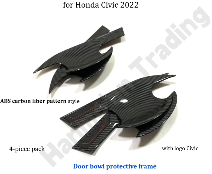 

Защитная рамка для ручки двери Honda Civic 2022 / глянцевая черная защитная наклейка на ручку двери / модифицированные декоративные элементы