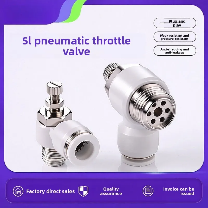 Pneumatic Cylinder Speed Control Valve Quick Connect 6 Adjustable 02SL4 Thread 8-M5