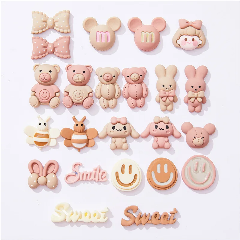 10pcs Mini Resin Cute Sweet Bear Rabbit Flatback Cabochon Scrapbook Kawaii DIY Embellishments Accessories Diy Craft Supplies