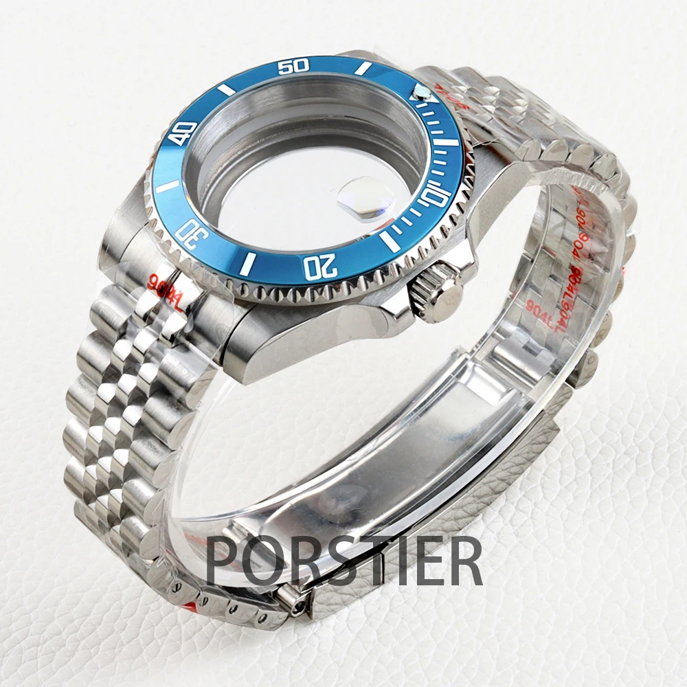 

40mm Ice Blue Ceramic Bezel NH35 Case Sapphire Glass Stainless steel Waterproof for SUB GMT Watch Case NH34 NH35 NH36 Movement