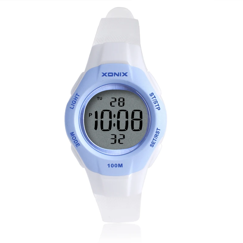 XONIX Woman Student Waterproof 100m  Sports Ladies Digital LED Quartz Alarm Ladies New Fashion Electronic Watch Relogio FH