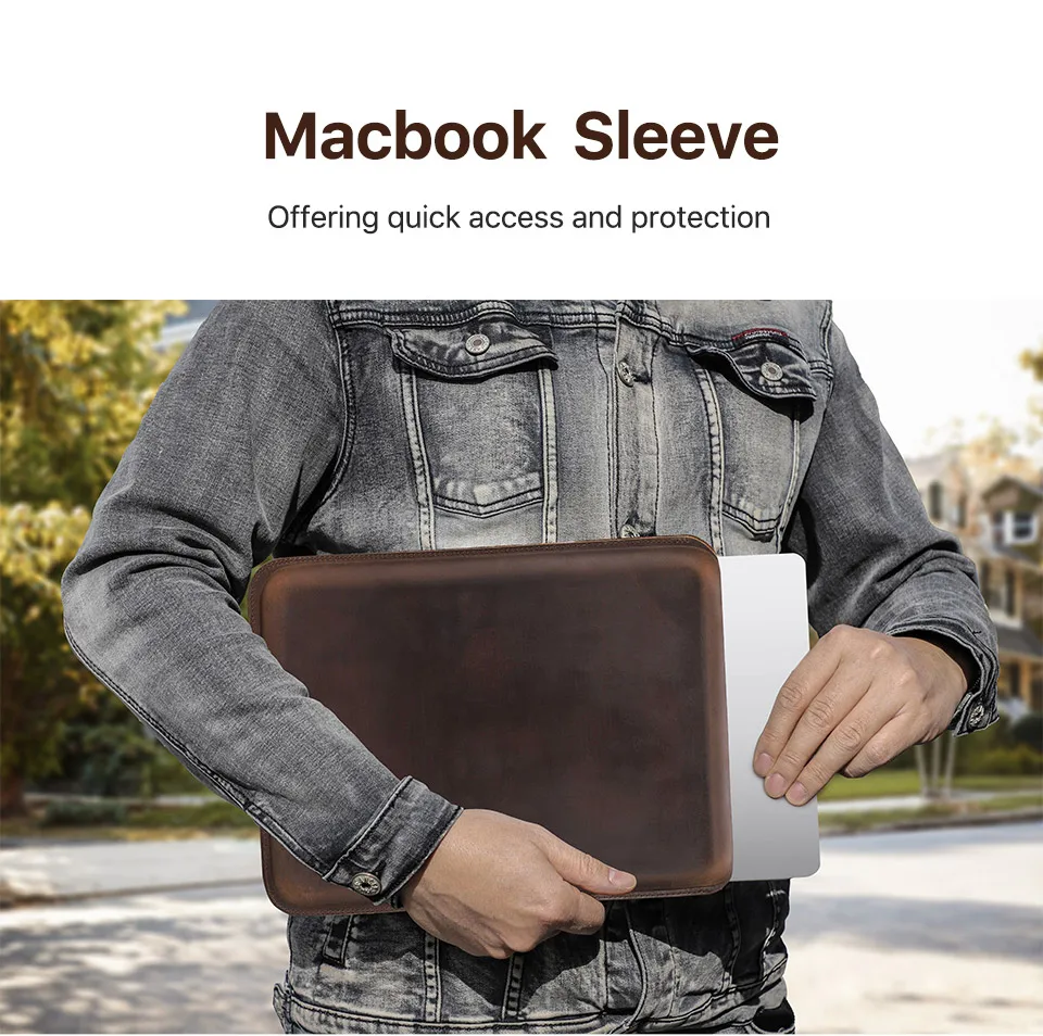 Luxuriöse Laptop-Hülle aus echtem Leder für MacBook Air 13 M1 M2 M3 M4 MacBook Pro 14 Cover Bag Pro 13 Zoll Tasche – Detail 9