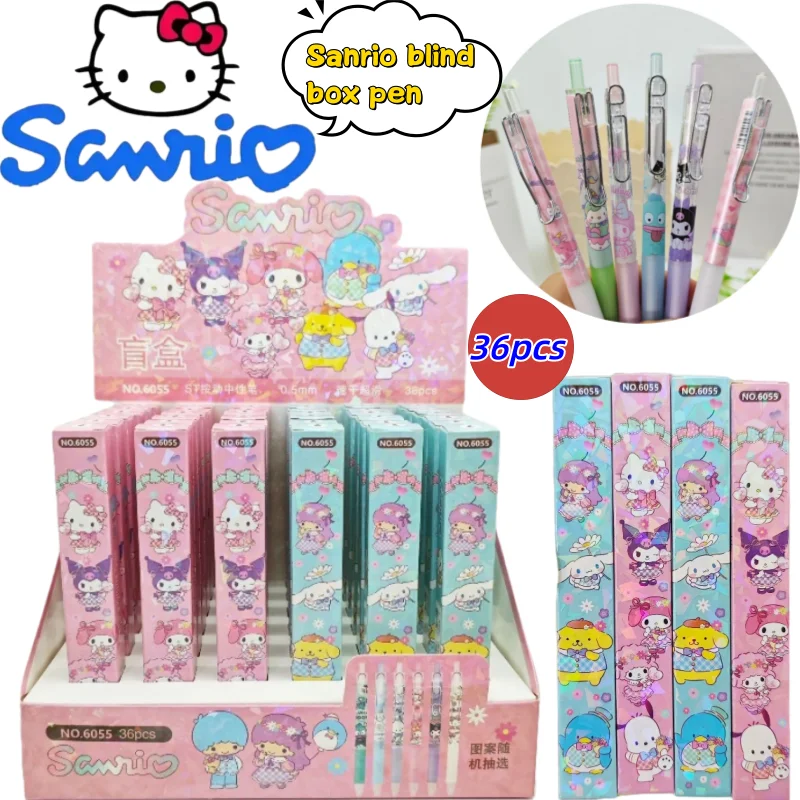 Sanrio Hello Kitty Kuromi My Melody Blindbox-Stift, kreativ, hochwertig, für Studenten, glatt, schnell trocknend, einziehbarer Gelstift, Geschenk