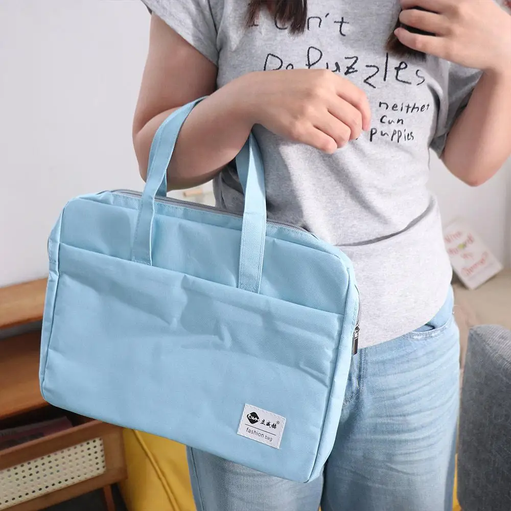 

Large Capacity Document Storage Bag Oxford Cloth Waterproof Book Storage Bag with Handle Double Layer Minimalist File Folder