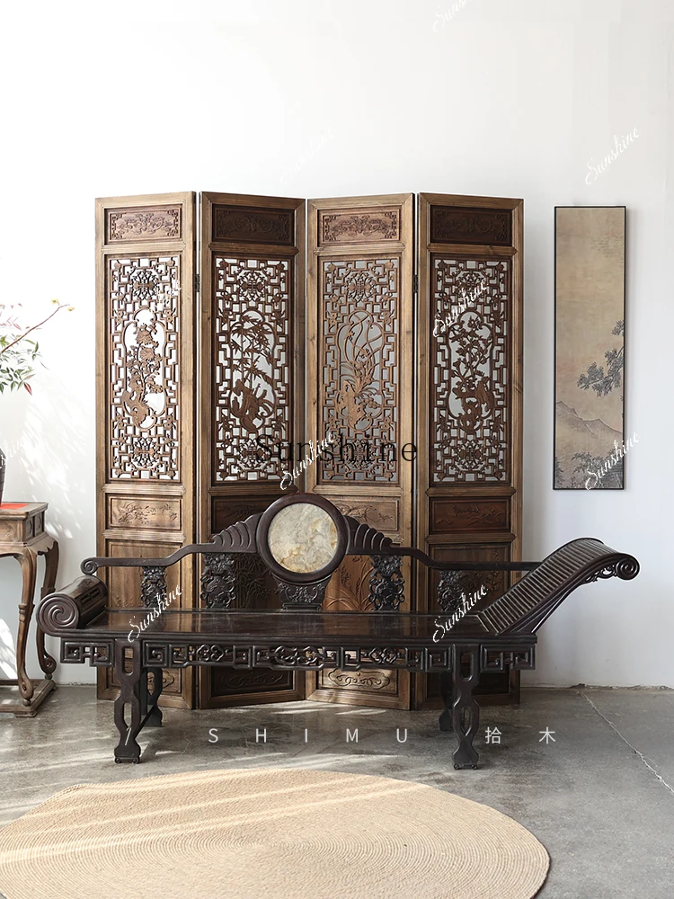 Living room solid wood recliner Chinese antique sofa beauty collapse Ming and Qing classical  FT