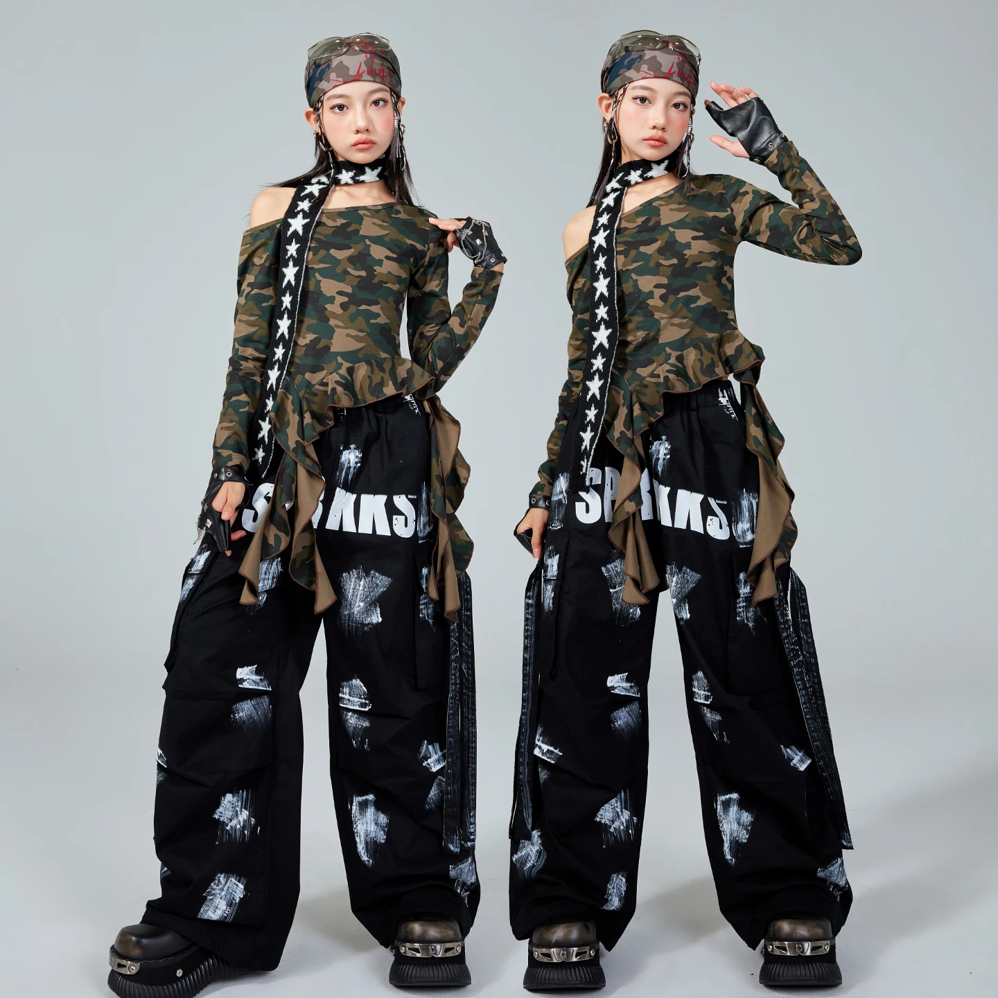 جديد أطفال أداء K-pop الزي الفتيات الهيب هوب ملابس الأطفال أزياء رقص الجاز مرحلة المنافسة الملابس XS10580 #2