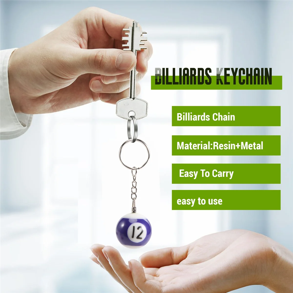 مجموعة سلسلة مفاتيح كرة البلياردو الملونة 16 قطعة، كرات سلسلة مفاتيح سحرية صغيرة كرات ثمانية كرات بلياردو ملحقات سلاسل البلياردو GSY